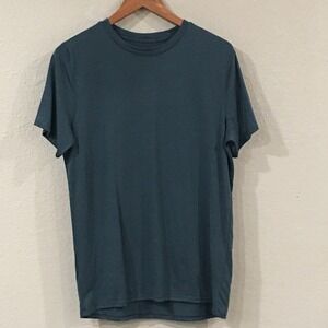 Olivers Men M Shirt Blue 100% Merino Wool Short Sleeve Casual Active Minimalist‎